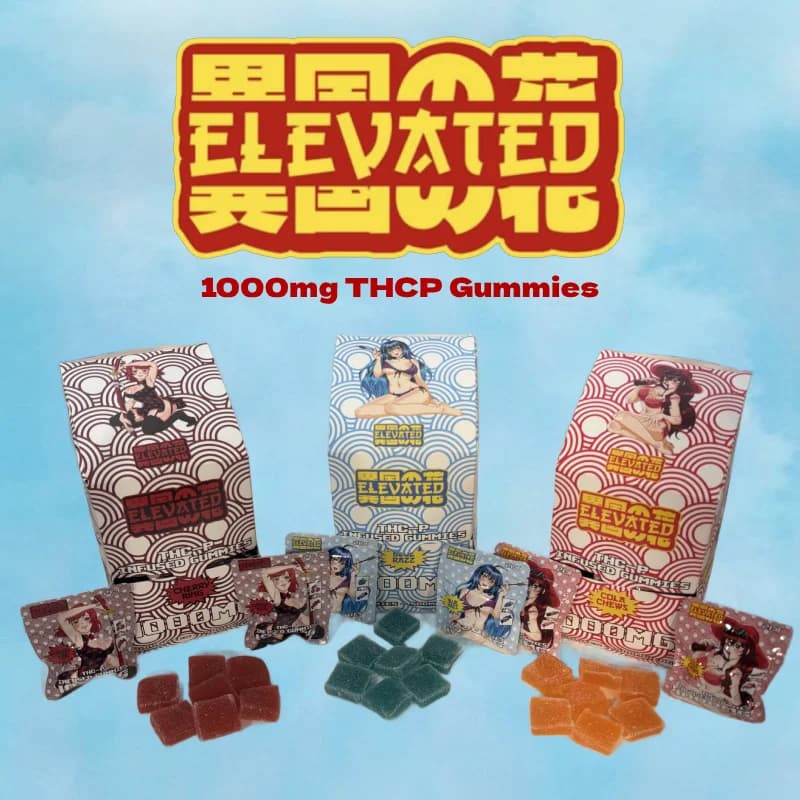 Edibles stacked up one on top of anotherm featuring Strawberry Shortcake, Peanut Butter Cup Brownie, Cookies & Cream Brownie, and S'Mores Brownie.