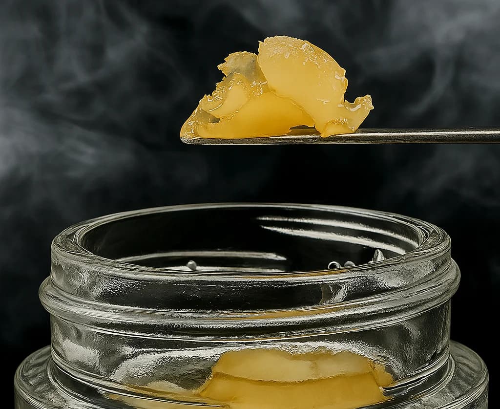 Delta 8 Concentrate Image, showing live resin on a spoon
