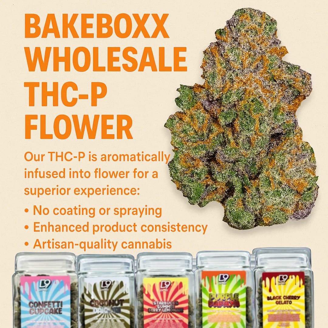 THCP Flower Image, Bakeboxx THCP Flower. Our flower is aromatically infused into flower for a superior experience. No coating or spraying. Enhanced product consistency, and artisan-quality cannabis